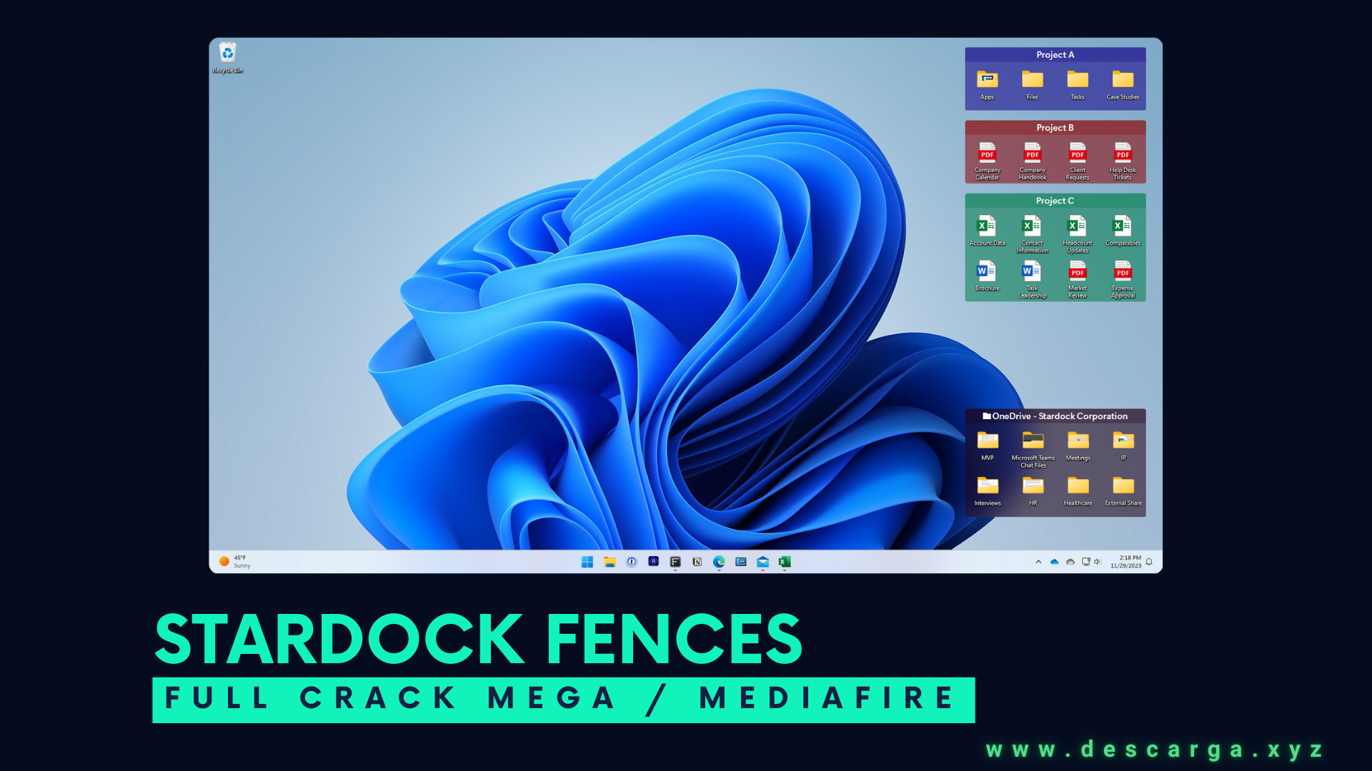 Tabbed Fences en Stardock Fences 6 - Múltiples grupos apilados en un único contenedor con pestañas navegables
