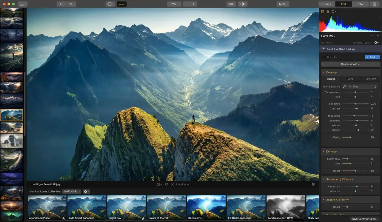 Aplicación de filtros fotográficos con Luminar 4 Full 
