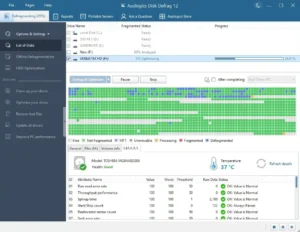 Resultados de desfragmentación en Auslogics Disk Defrag Professional Full para Windows