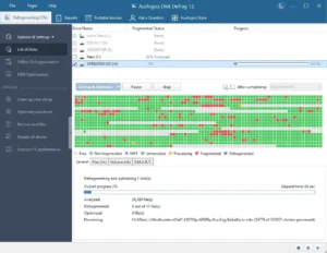 Análisis de fragmentación con Auslogics Disk Defrag Pro Full optimizando disco duro