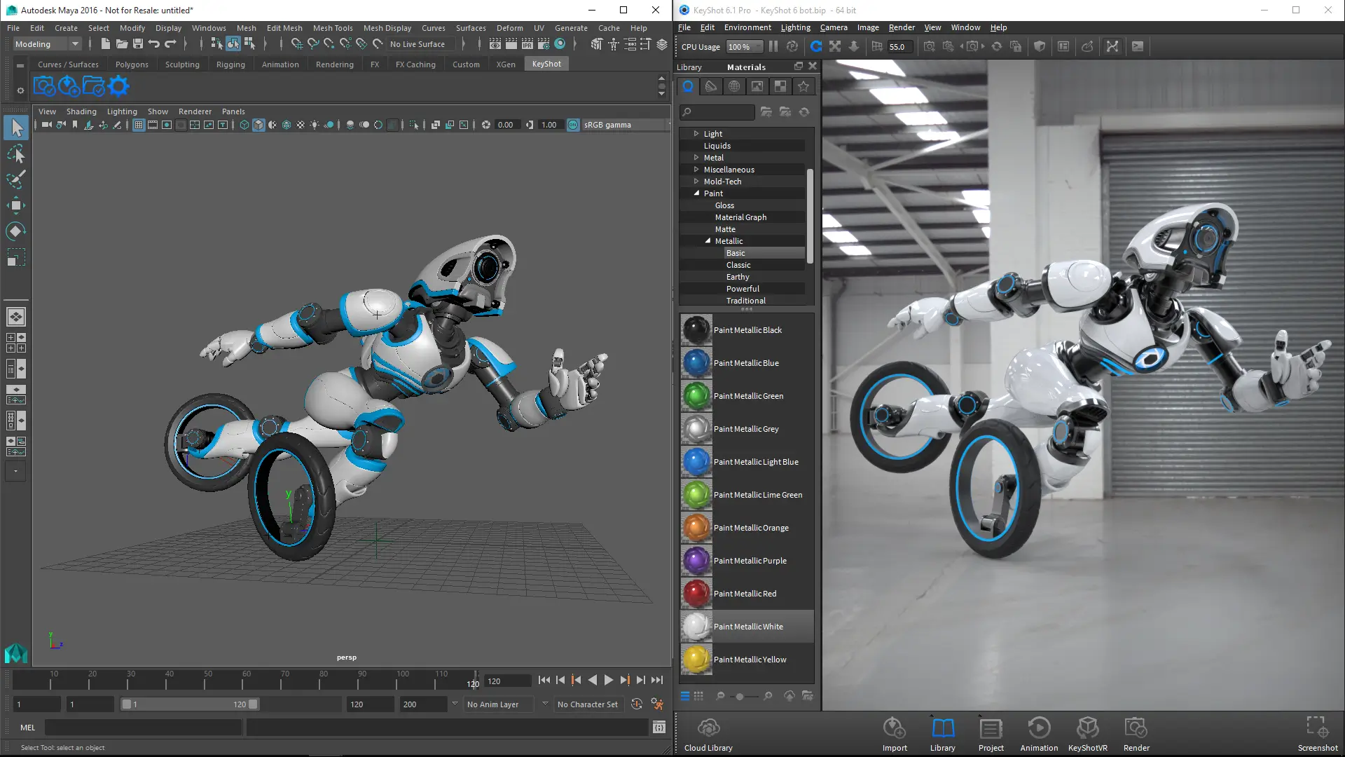 Interfaz de Luxion KeyShot Full mostrando render 3D en tiempo real