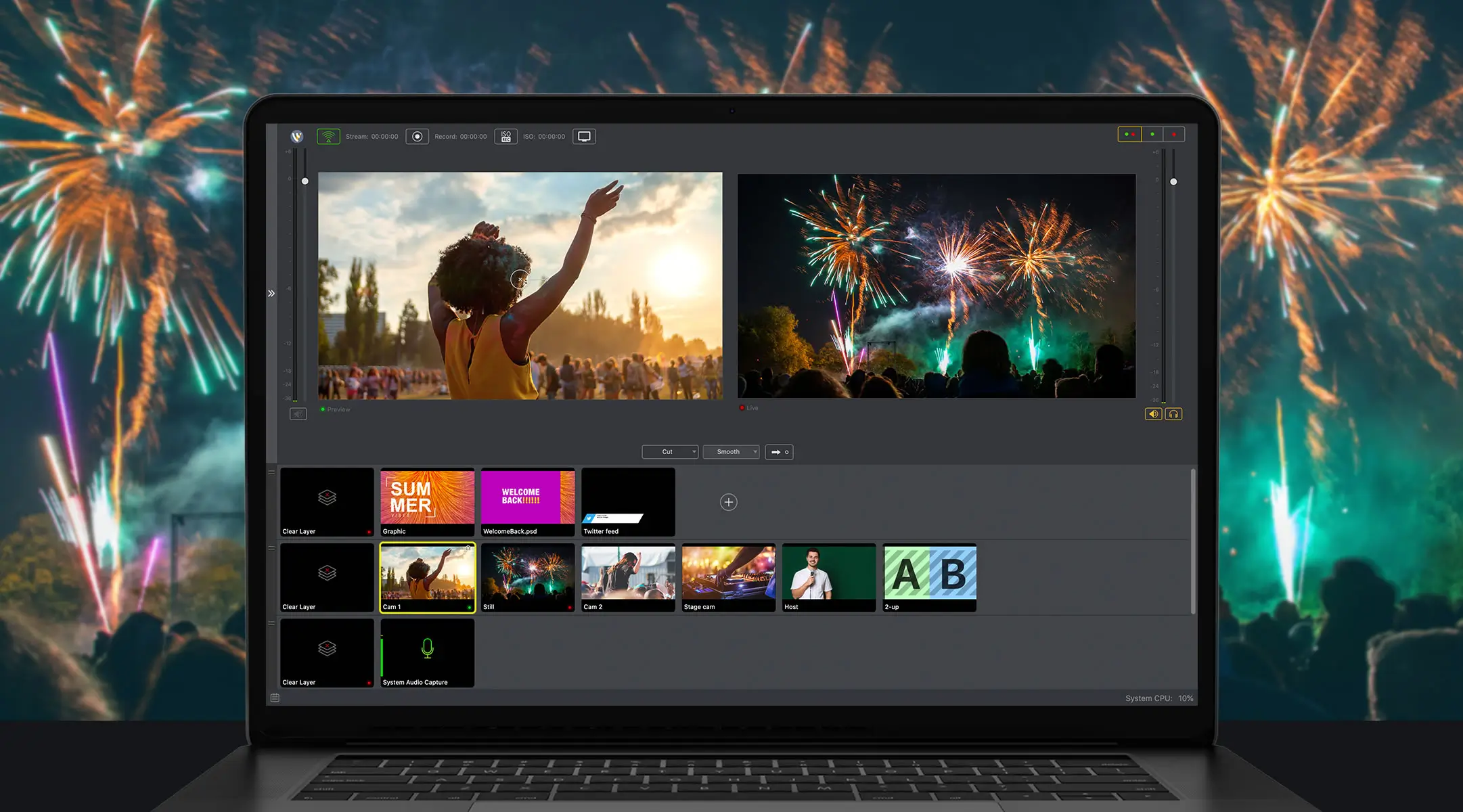 Configuración de múltiples cámaras en Telestream Wirecast Pro Full