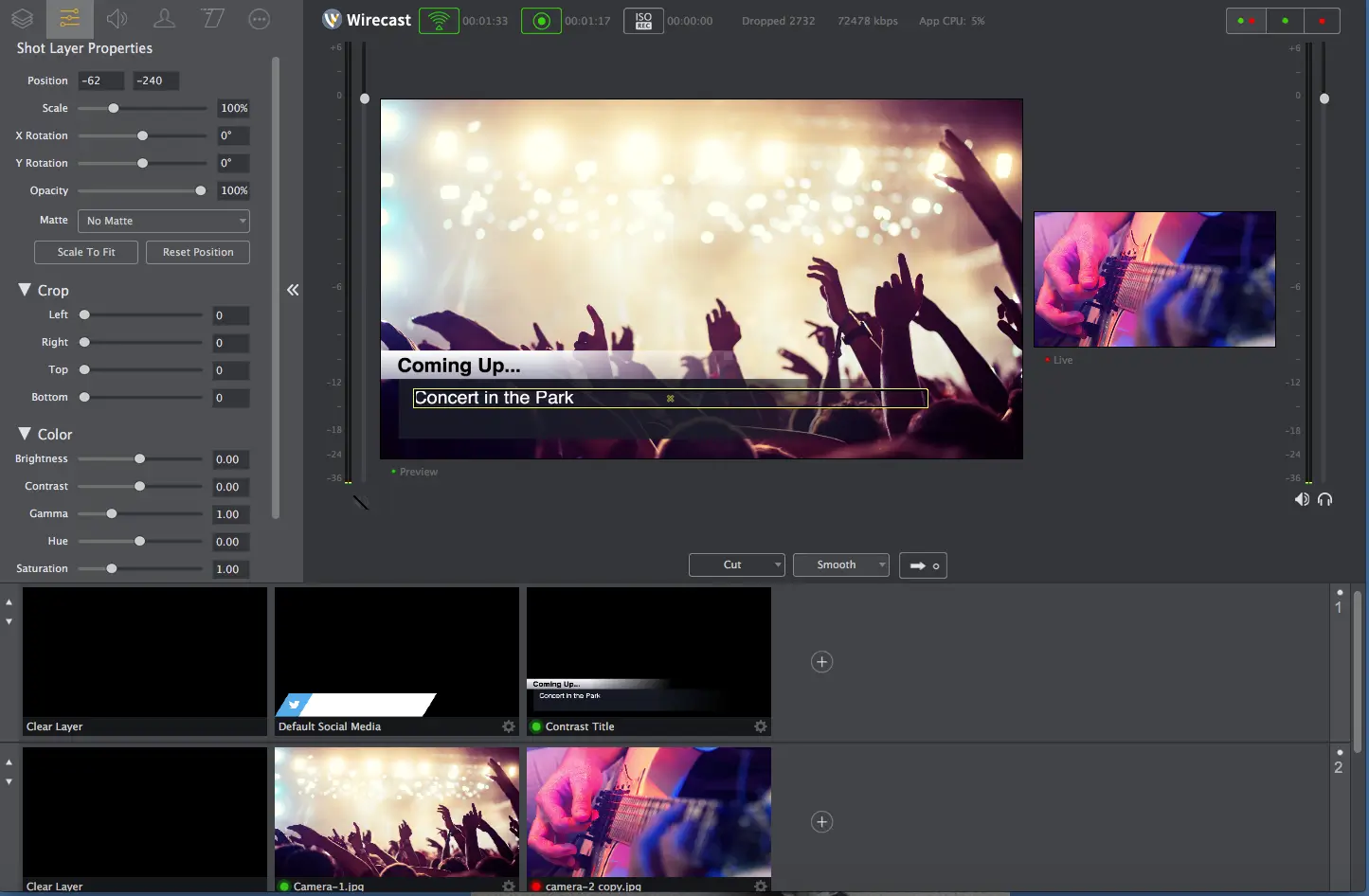 Telestream Wirecast Pro Full interfaz principal en Windows
