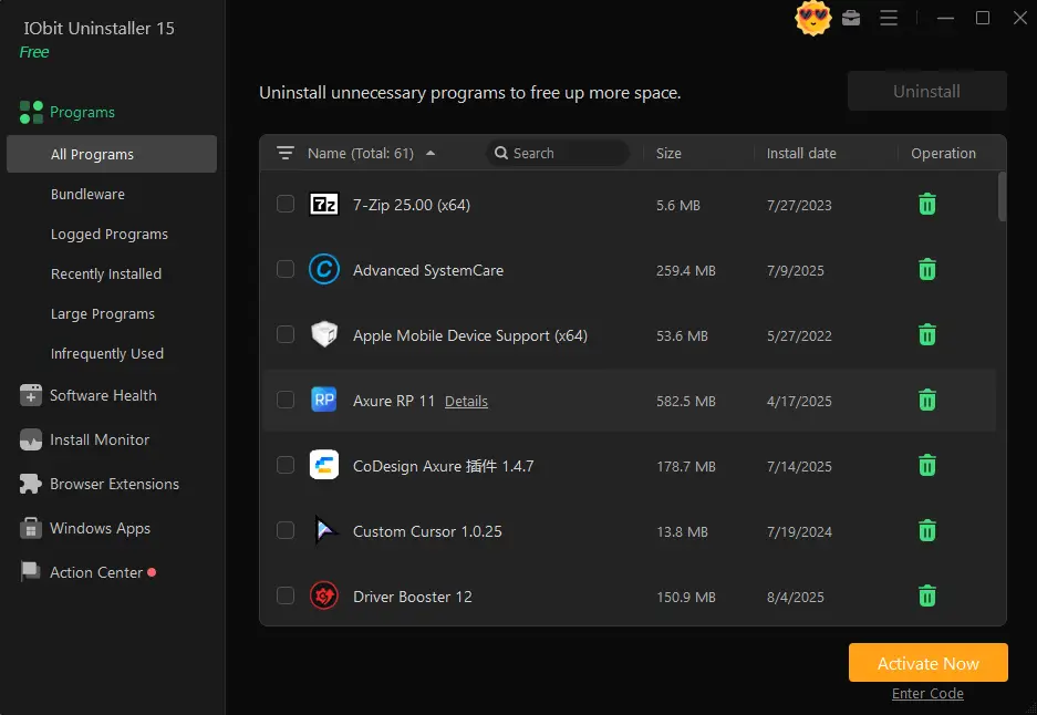 IObit Uninstaller Pro Full en Español interfaz principal en Windows 11
