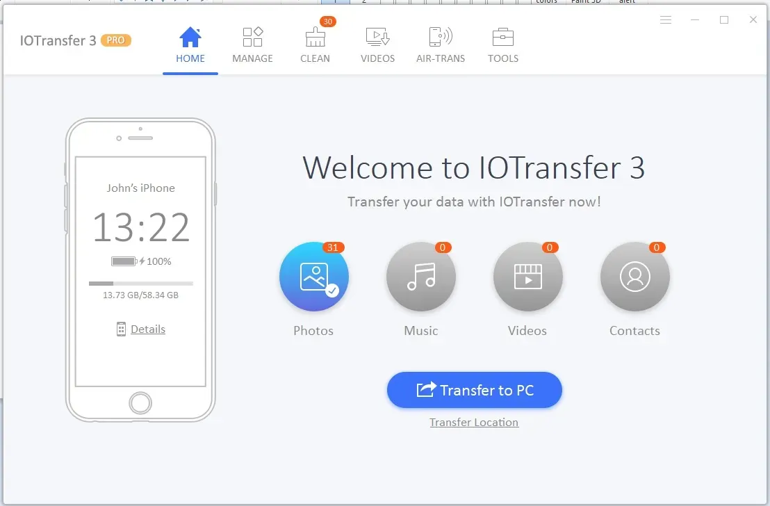 iotransfer pro full interfaz gestor iphone para windows