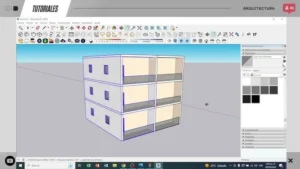 Interfaz de SketchUp Pro Full activado con modelo arquitectónico 3D en Windows 11