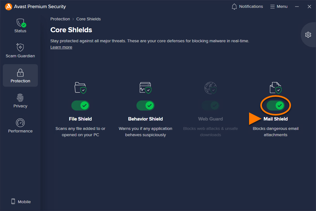 Avast Premium Security - Firewall inteligente configurado para bloquear intrusiones de red