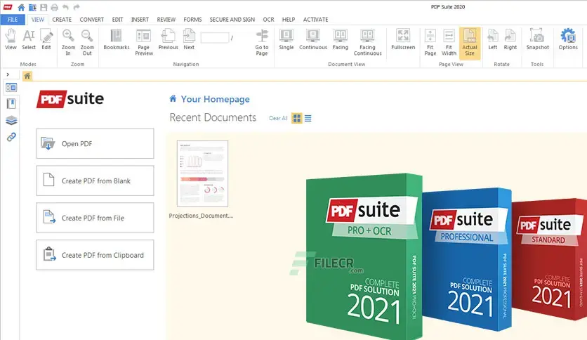 PDF Suite Professional Full en Español 2026 - Interfaz principal con panel de herramientas y documento PDF abierto en Windows