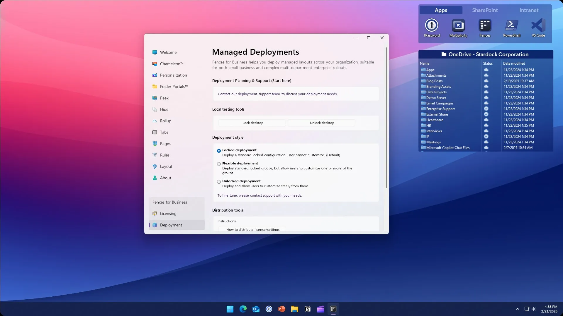 Stardock Fences 6 Full activado correctamente en Windows 11 - Panel de configuración con todas las funciones premium desbloqueadas