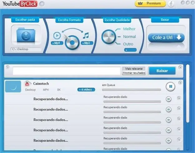 YouTube By Click Premium - Descarga de playlist YouTube By Click Premium - Descarga de lista de reproducción completa de YouTube en progreso