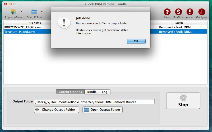eBook DRM Removal Bundle Full activado correctamente mostrando Full Version en el menú de Ayuda sin límite de libros