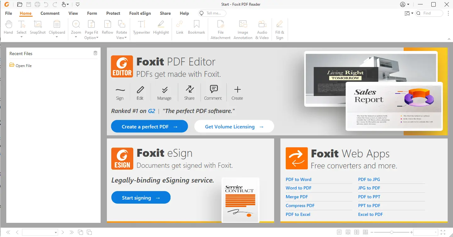 Foxit Reader v2026.1.2.36540 en Español - Interfaz principal con navegación por pestañas mostrando múltiples PDFs abiertos simultáneamente con barra de herramientas completa