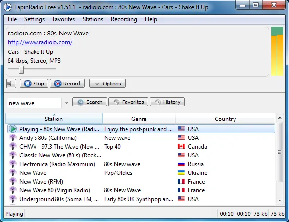 TapinRadio Pro - Ecualizador gráfico TapinRadio Pro - Ecualizador gráfico de 10 bandas con presets predefinidos para Rock, Jazz, Pop y Clásica