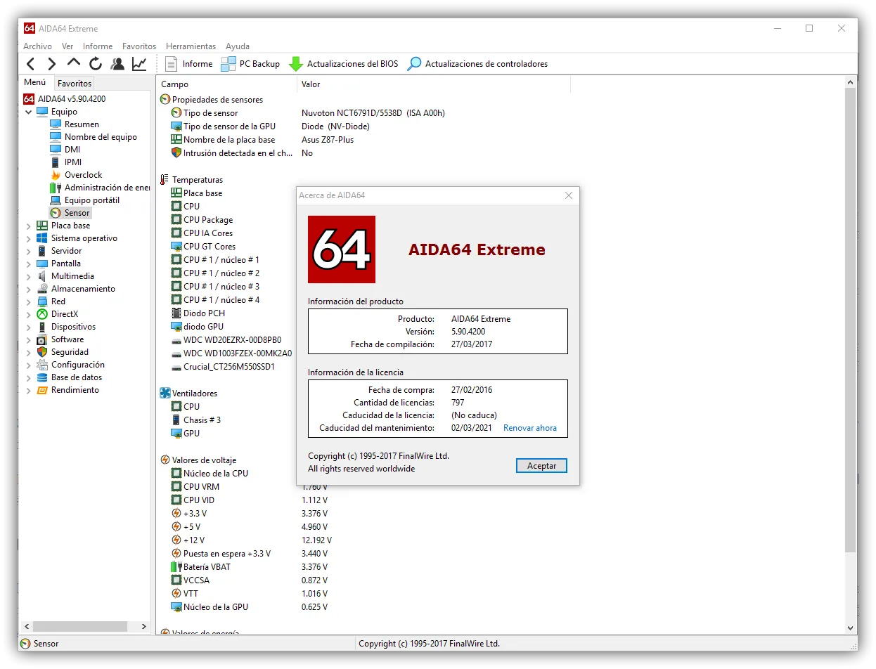 AIDA64 Extreme - Benchmarks CPU AIDA64 Extreme - Resultados de benchmarks CPU mostrando puntuaciones de pruebas FPU, AES, SHA y memoria comparadas con la base de datos online de referencia