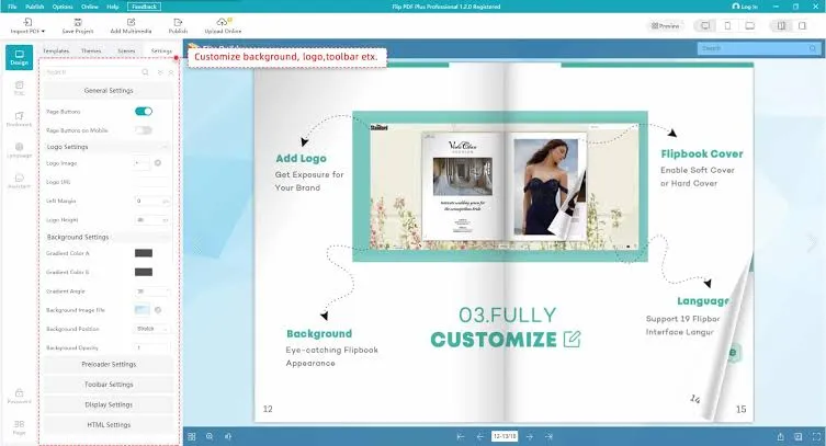 Flip PDF Professional - Opciones de exportación: HTML5 para web, EXE ejecutable para Windows, APP para Mac y ZIP para servidor propio