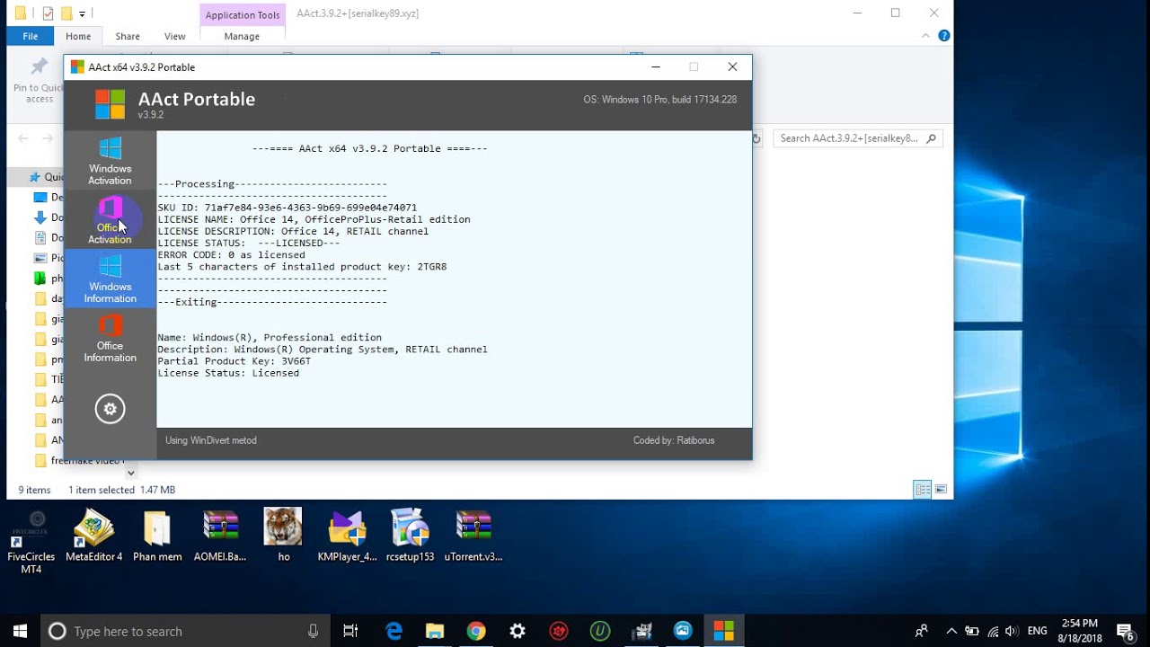 AAct Portable - Office 2016 activado AAct Portable - Activación de Microsoft Office 2016 VL con botón Office Activation
