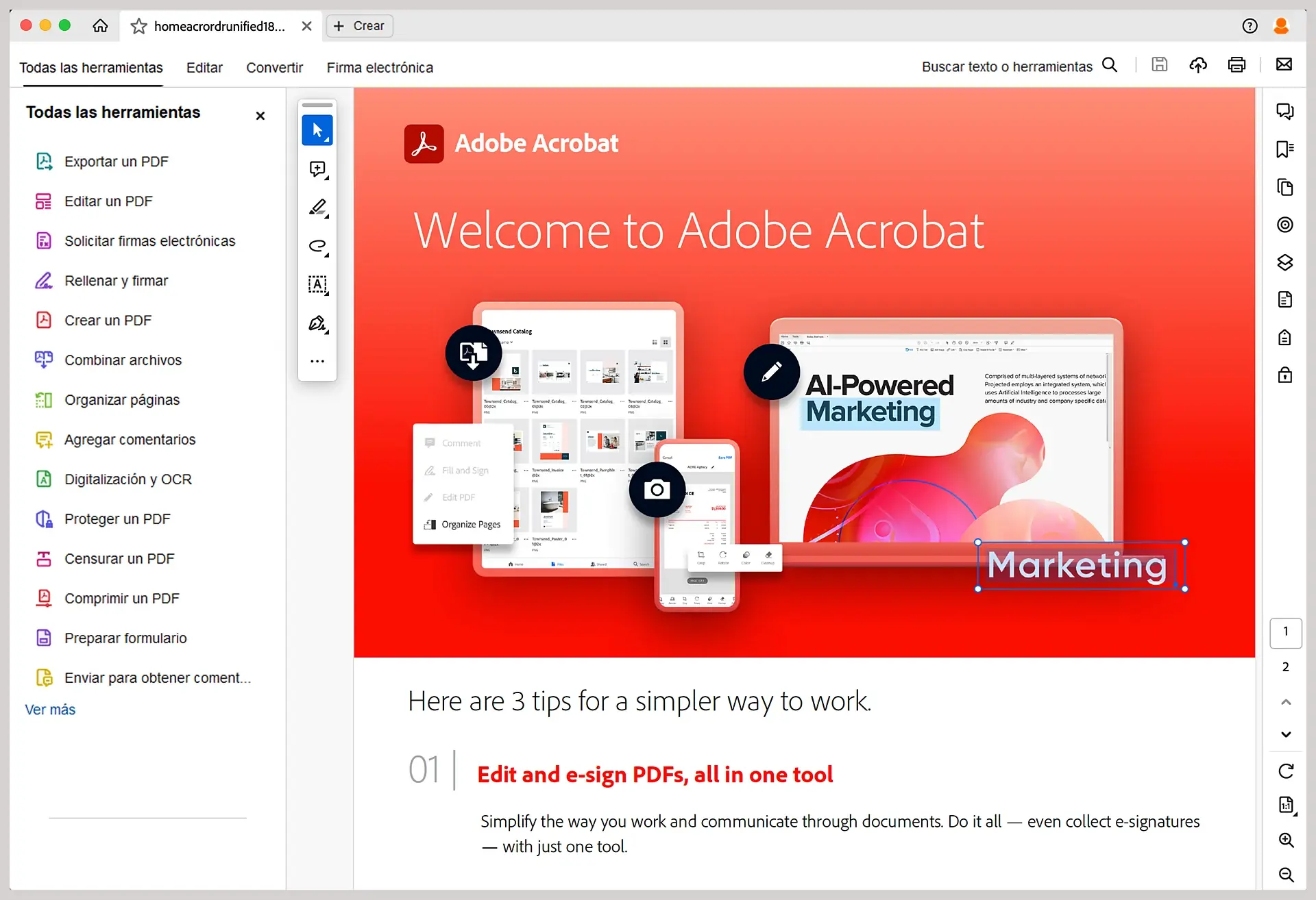 Adobe Acrobat Pro 2026 Full activado sin aviso de suscripción ni inicio de sesión mostrando el menú Ayuda con la versión 2026.001.21691 Professional