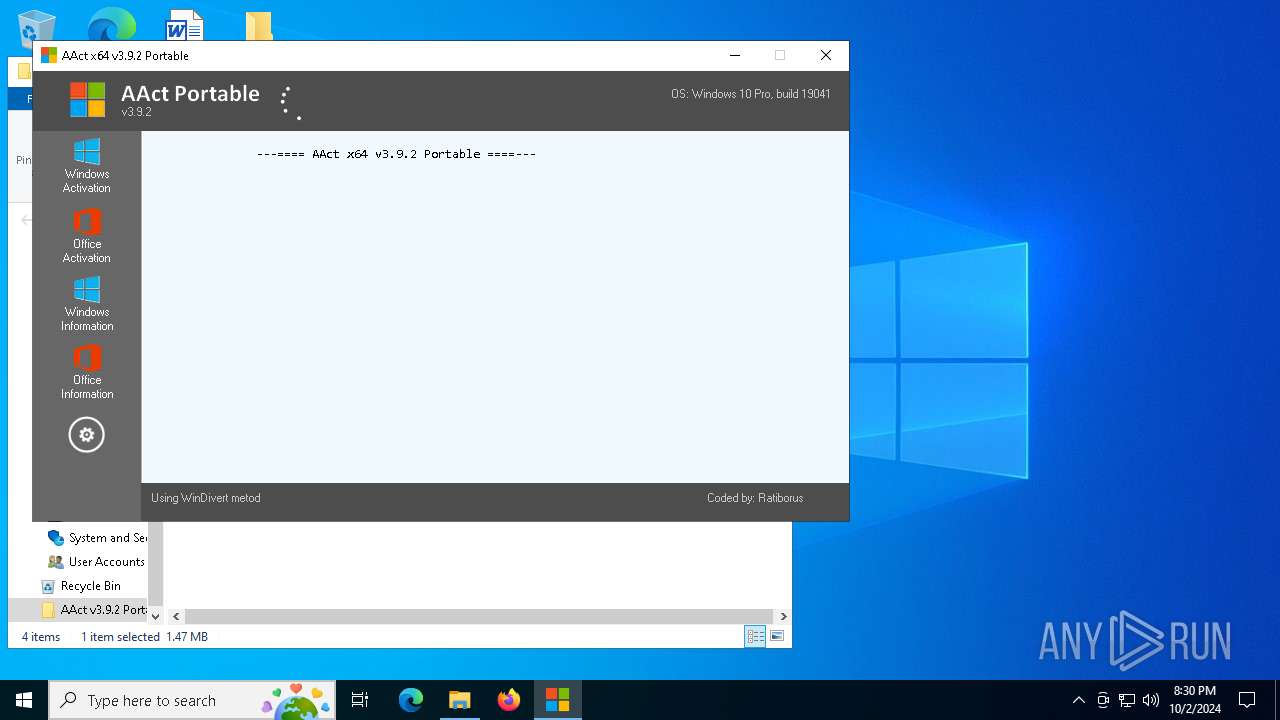 AAct Portable - Windows 11 estado activado Windows 11 estado activado correctamente después de usar AAct Portable v4.3.3 by Ratiborus - Panel de activación
