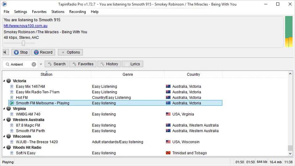 TapinRadio Pro - Versión activada TapinRadio Pro Full activado correctamente con todas las funciones Pro desbloqueadas en Windows 10 - Sleep timer y alarma activos