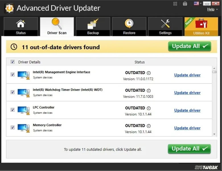 Advanced Driver Updater - Actualización en progreso Advanced Driver Updater - Proceso de actualización de drivers en progreso mostrando la descarga e instalación automática del driver de tarjeta gráfica NVIDIA