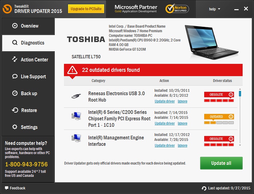 TweakBit Driver Updater - Proceso de descarga e instalación automática del driver de tarjeta gráfica NVIDIA mostrando barra de progreso y estado de la operación