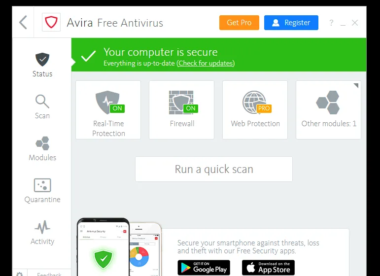 Avira Antivirus Pro Full en Español - Panel de protección web mostrando el bloqueo activo de sitios maliciosos y phishing en el navegador